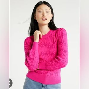 Suzy Shier girls pink cable knit sweater size Large